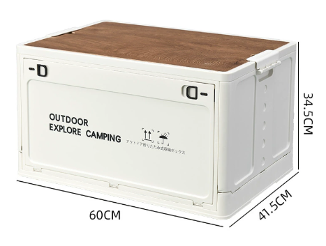 木製の蓋付きの80Lキャンプオーガナイザー